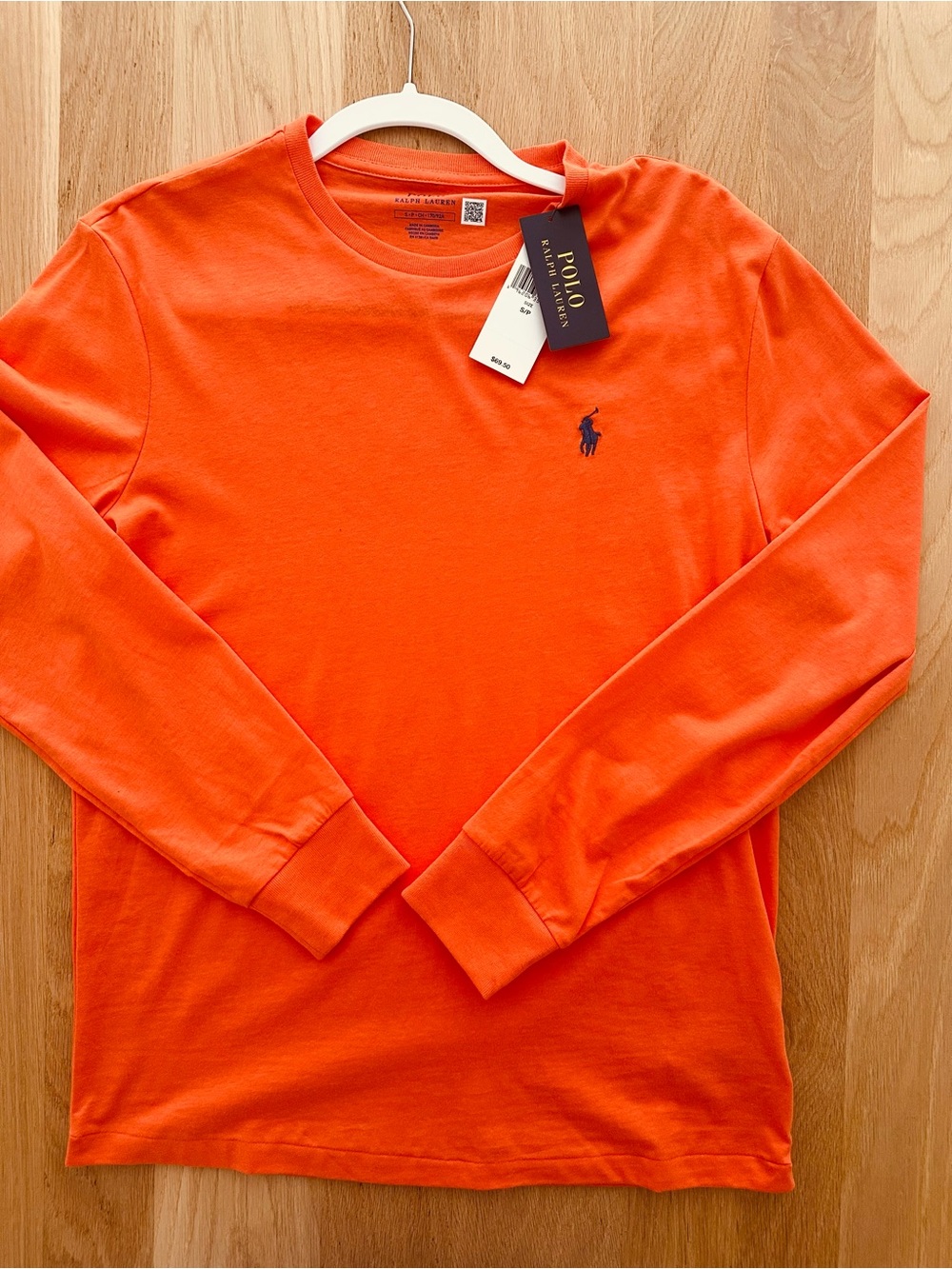 NWT Polo by Ralph Lauren Orange Long-Sleeve Crewneck, small